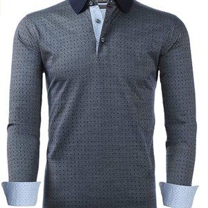 Mens Cotton Long Sleeve Dress Polo